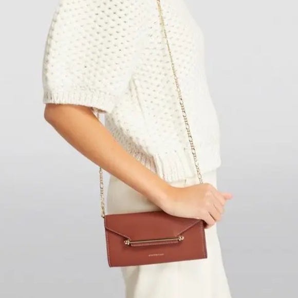 Strathberry Multrees Chain Wallet - Chestnut with Vanilla Stitch - LIKE NEW - Picture 3 of 9